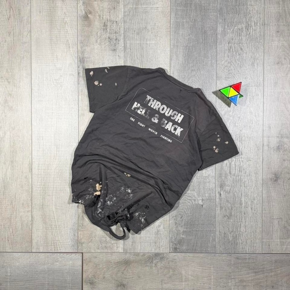 grey distressed thrashed baggy civil faded black graphic t shirt